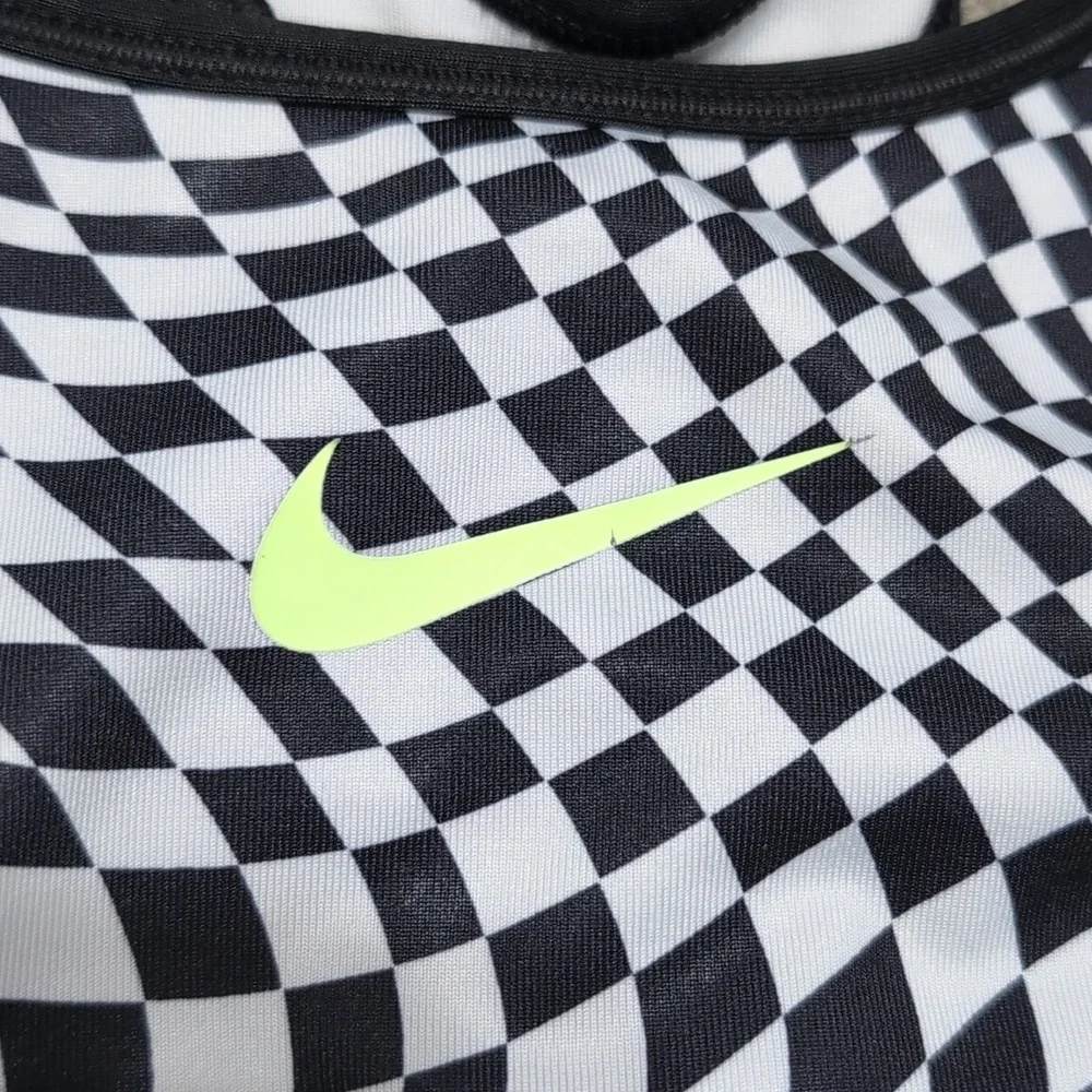 Checkered‎ Nike Sports Bra Black And White Black And Neon Yellow Size Small